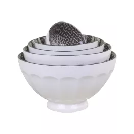 Ensemble de bols en porcelaine à facettes avec motifs intérieurs