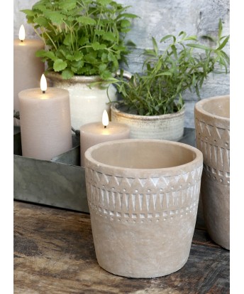 Petit cache-pot beige en terre cuite