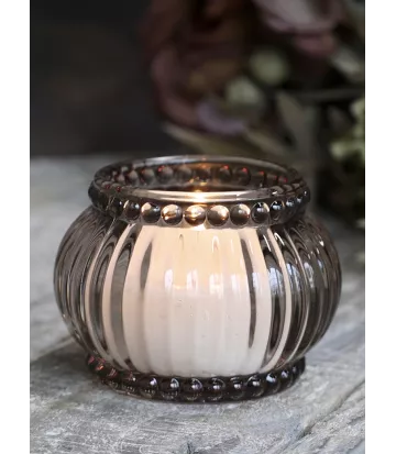 Photophore de table à rainures aux bords perlés