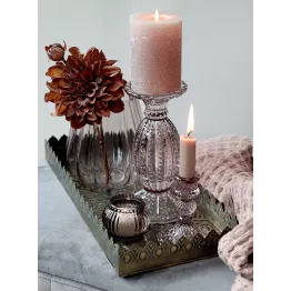 Photophore de table à rainures aux bords perlés