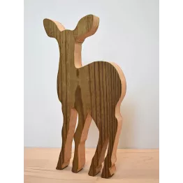 Figurine biche en bois recyclé.