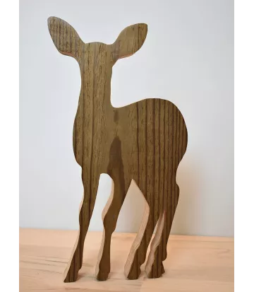 Figurine biche en bois recyclé.