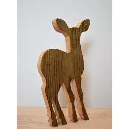 Figurine biche en bois recyclé.