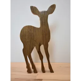 Figurine biche en bois recyclé.