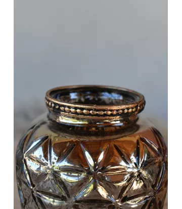 Vase décoratif argenté avec bord perlé