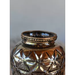 Vase décoratif argenté avec bord perlé