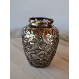 Vase décoratif argenté avec bord perlé