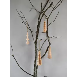 Set de 4 suspensions sapins - décoration de noël en bois