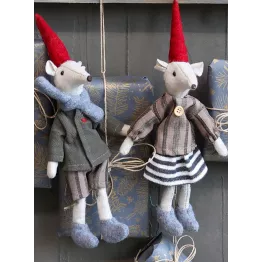 Decoration de noel, set de 2 figurines de souris