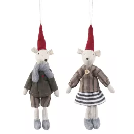 Decoration de noel, set de 2 figurines de souris