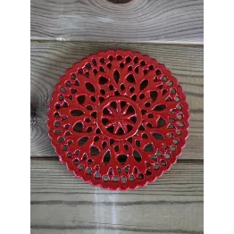 Dessous de plat fonte rouge en forme de fleur