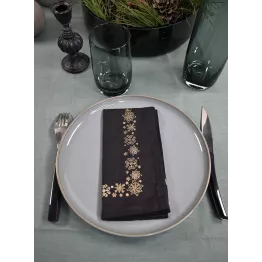 Assiette émaillée plate en grès couleur eucalyptus