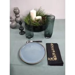 Assiette grès émaillé à dessert couleur eucalyptus