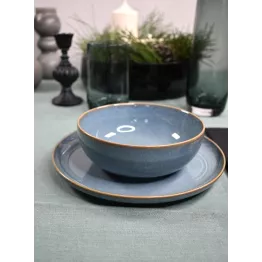 Assiette grès émaillé à dessert couleur eucalyptus