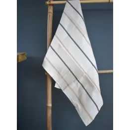 Torchon métis lin coton écru à rayures