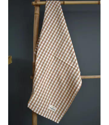 Torchon vichy couleur camel en coton