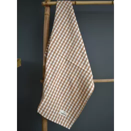 Torchon vichy couleur camel en coton