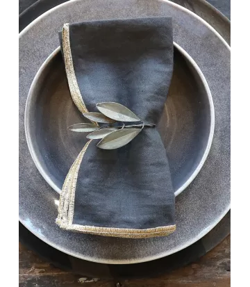 Rond de serviette en laiton feuillage