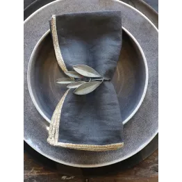 Rond de serviette en laiton feuillage